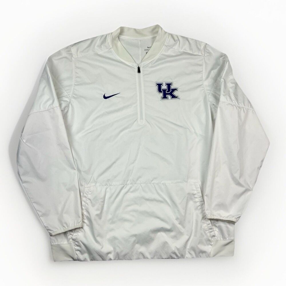 Nike Dri-Fit UK Kentucky Wildcats 1/2‎ Zip Windbreaker Jacket White Mens Size XL